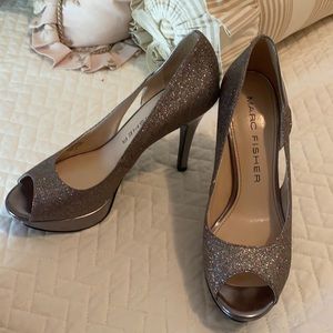 Marc Fisher silver sparkle platform sandal